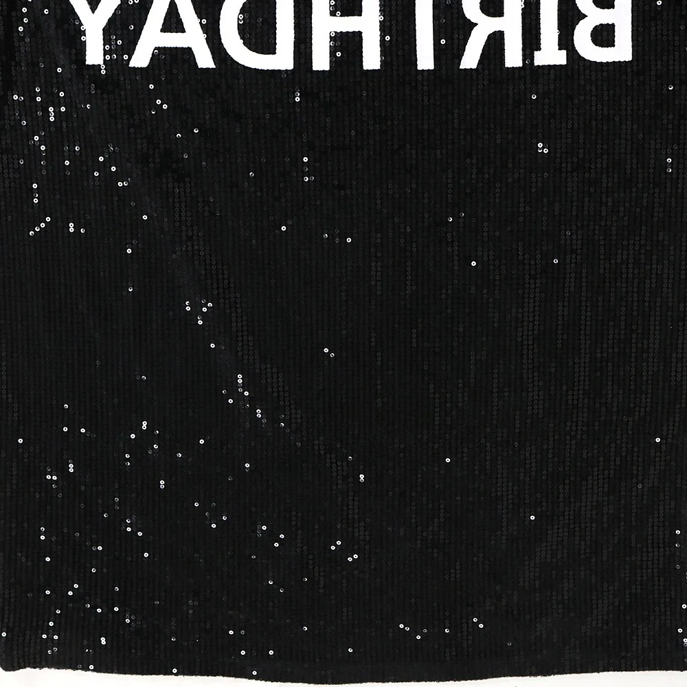 Fashion Sequined Dresses for Woman 2025 New Summer Letter Printed Straight Ladies Birthday Party Celebrate Clothes Dress Robes