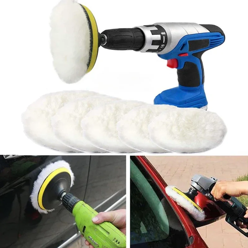 75-180mm Car Wool Polishing Disc Auto Paint Care Waxing Polishing Buffing Car Polisher Drill Adapter Auto Washing Accessories