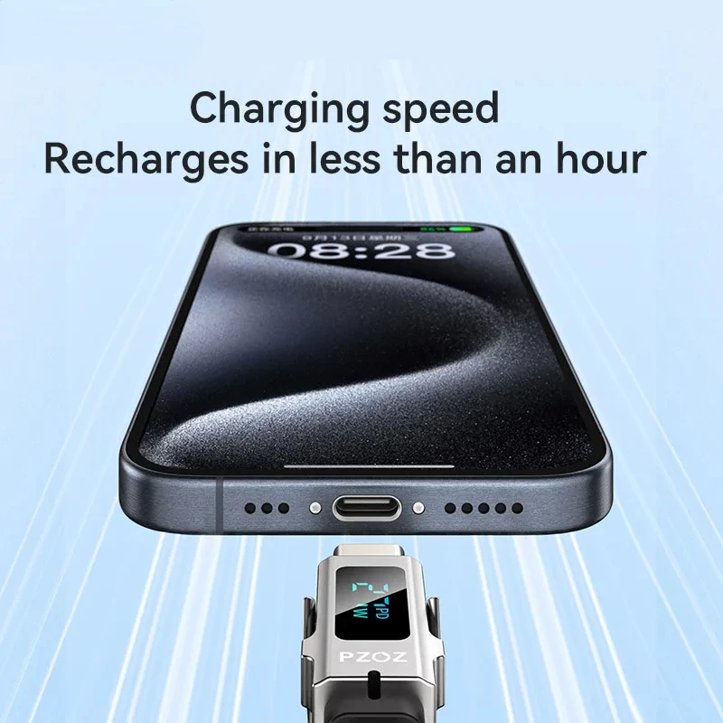 PZOZ 4 في 1 140 واط PD USB C كابل شاشة ديجيتال شحن سريع آيفون 16 15 14 برو ماكس ماك بوك باد USB نوع C شاحن الحبل