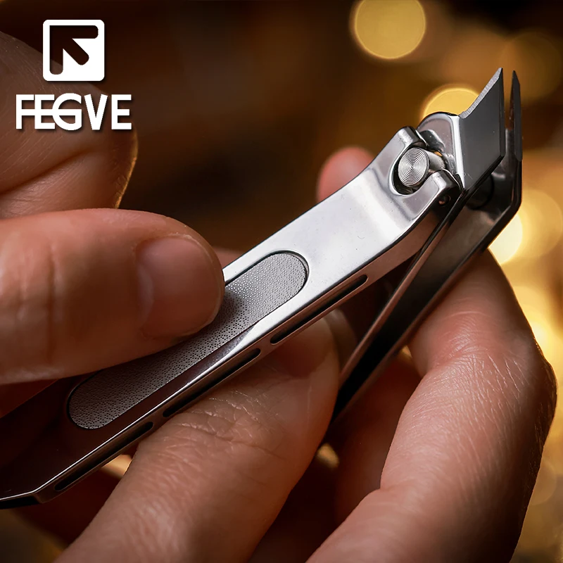 FEGVE Diagonal Nail Clippers Folding Ultra-thin Large Opening Splash Proof Single Set Gift