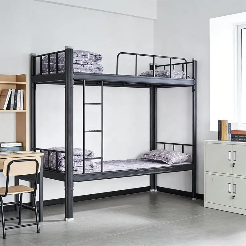 Factory Direct Sale Modern Dormitory Heavy Duty Bunk Bed Hostel Steel Adults Double Decker Full Size Latest Designs Steel