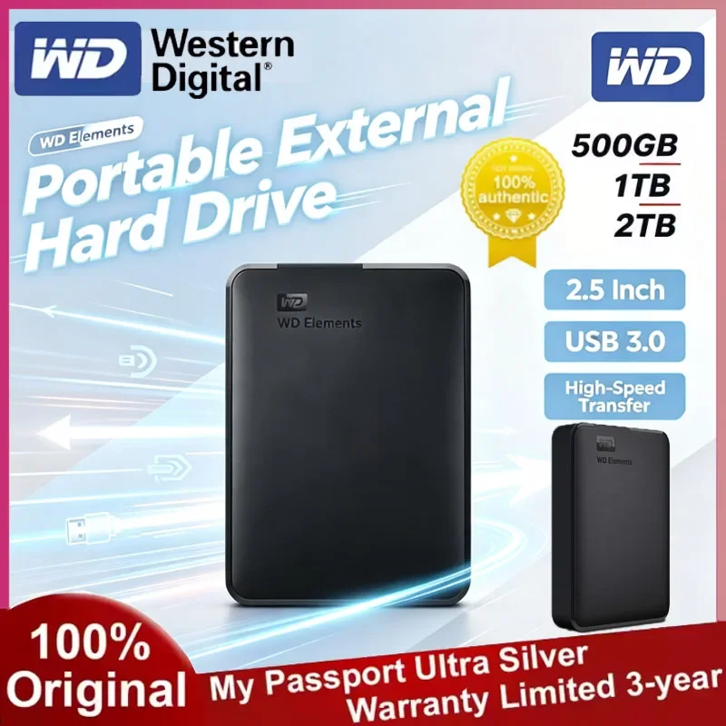 WD Western Digital Mobile Hard Disk 2.5" Hard Drive 6TB 5TB 4TB 2TB 1TB External HDD Large-capacity Mechanical USB3.0 Hard Drive