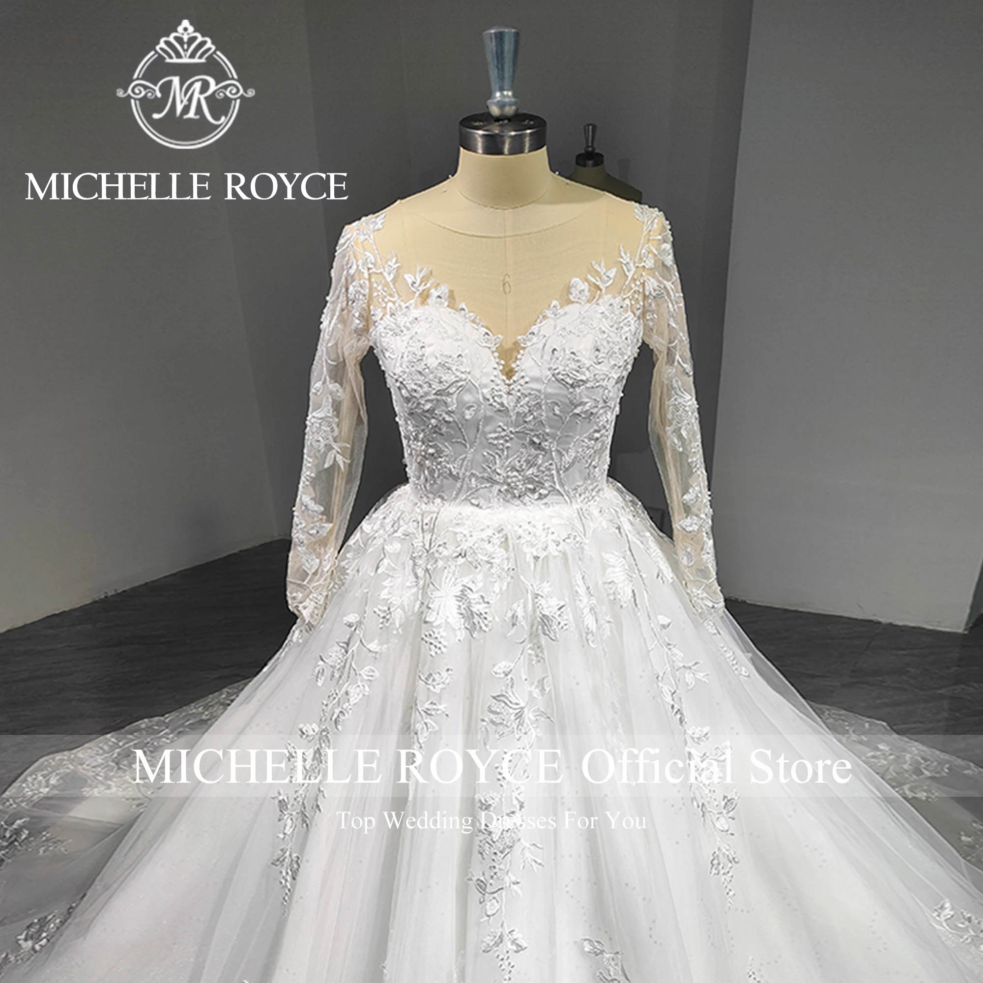 

Michelle Royce New Arrival Wedding Dress Exquisite Sweetheart Appliques Long Sleeve For Bride Vestido De Novia