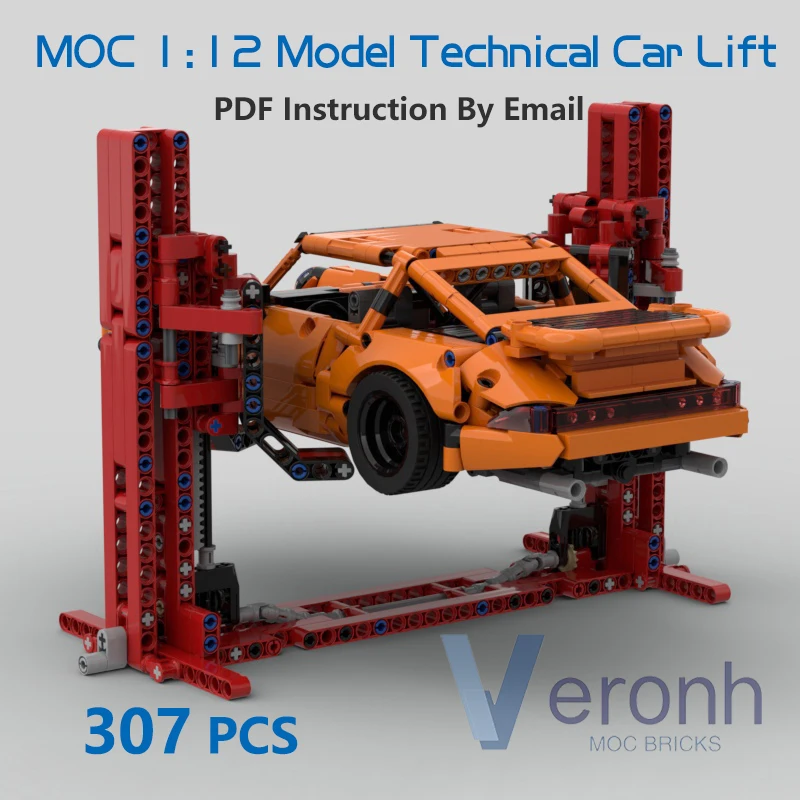 307 PCS MOC Technical Car Lift Building Blocks Compatible 1:12 Model Set High-Tech Assembly Bricks Educational Kid Toy Boy Gifts