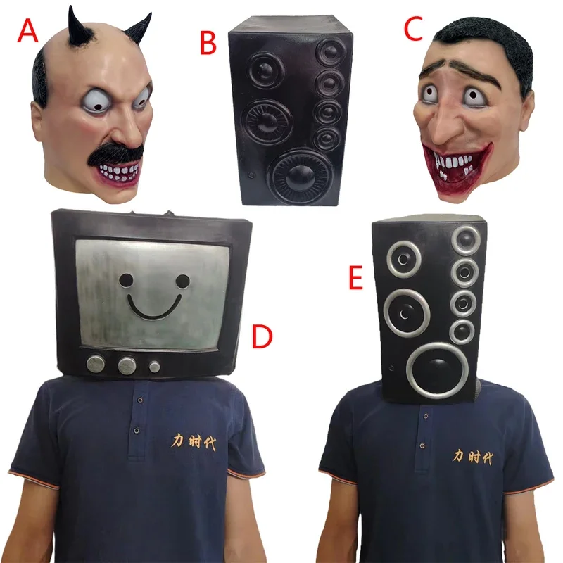 Skibidi Toilet Cosplay Mask Funny Speakerman Tv Man Camcorderman Horror Game Adult Kids Halloween Party Full Face Latex Mask