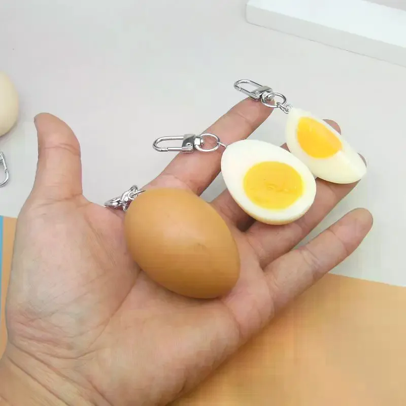 Creative Semi Chopped Egg Keychain Fun Simulation Bag Accessory Unique Quirky Fashionable Bag Charm