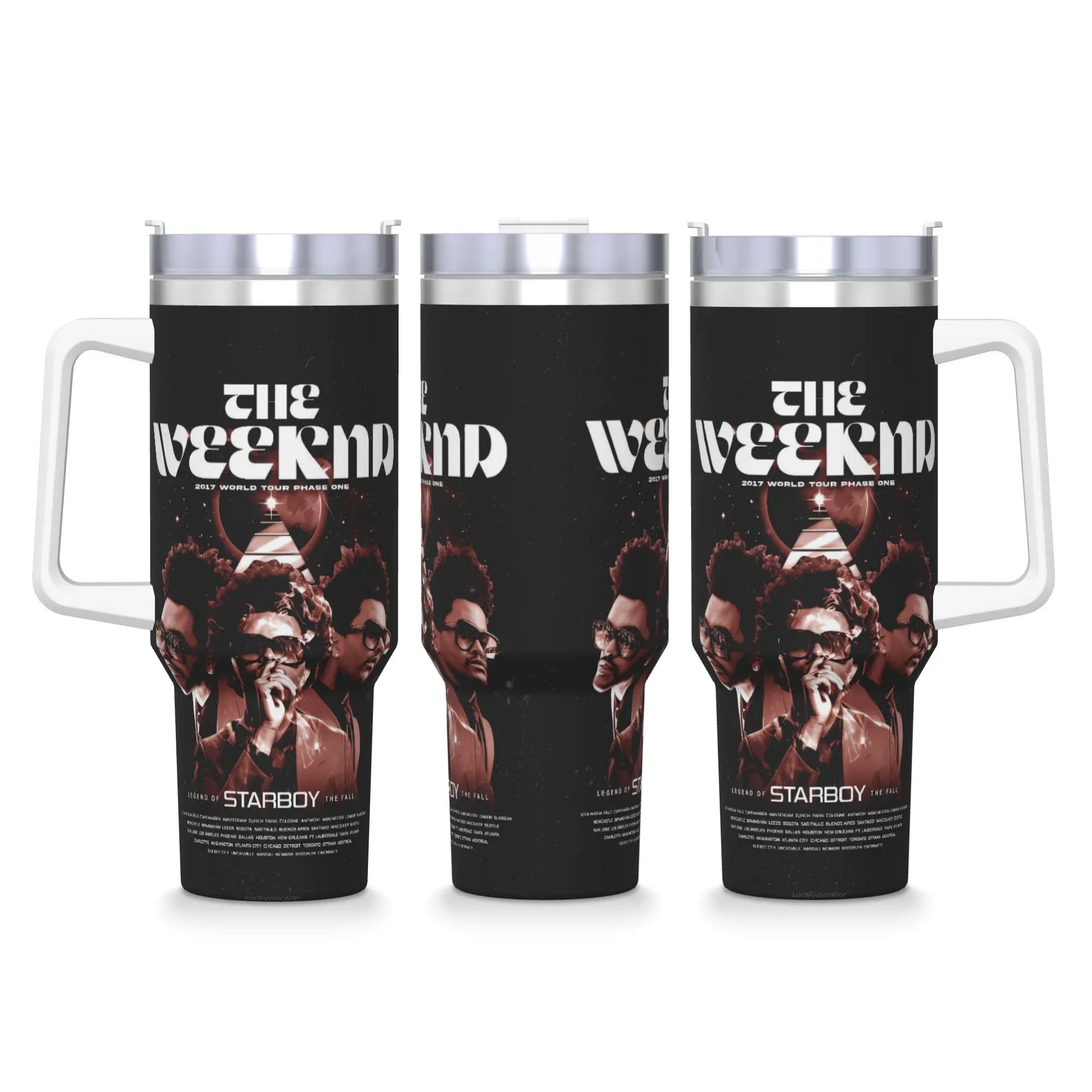 ألبوم The Weeknd XO، زجاجة مياه للمشروبات الساخنة، تحافظ على الحرارة، أكواب حرارية من الفولاذ المقاوم للصدأ، أكواب سيارة للتخييم مطبوعة