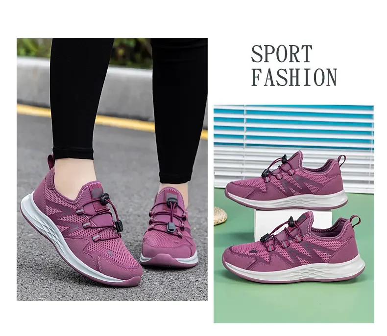 Zapatos Deportivos transpirables con plataforma para mujer, zapatillas informales de malla con cordones, calzado vulcanizado para correr, Tenis femeninos