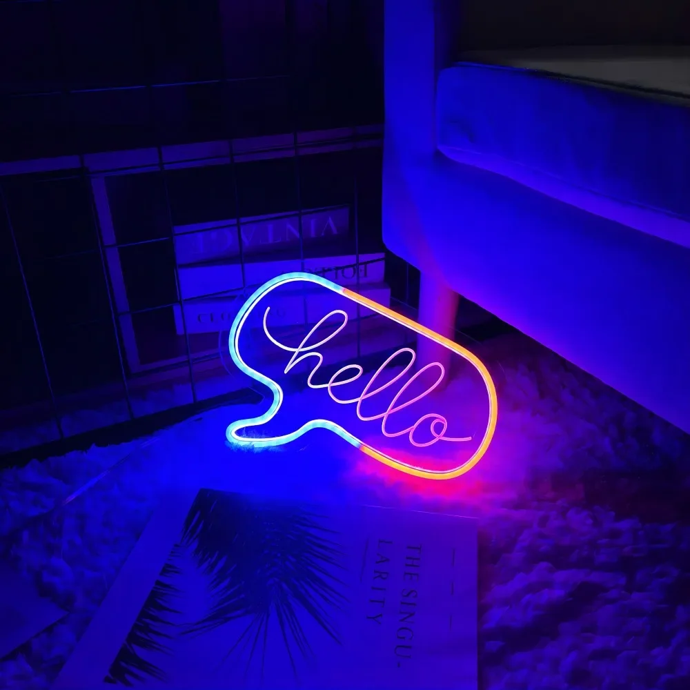 Sinal de néon estético personalizado para decoração de parede, luzes LED personalizadas, cartas para sala, gravar cartas, café, suporte