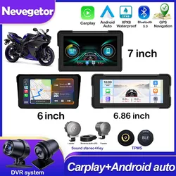 6/6.86/7 Inch Portable GPS Navigation Motorcycle Waterproof Display Moto Wireless Carplay Android Auto DVR Monitor Dash Cam