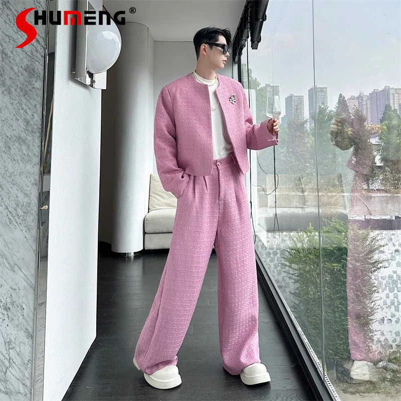 

Модные свободные комплекты костюмов для мужчин и женщин, осень 2023, новые стильные 2 шт., маленькие ароматные куртки в стиле ретро, пальто, красивые элегантные комплекты брюк