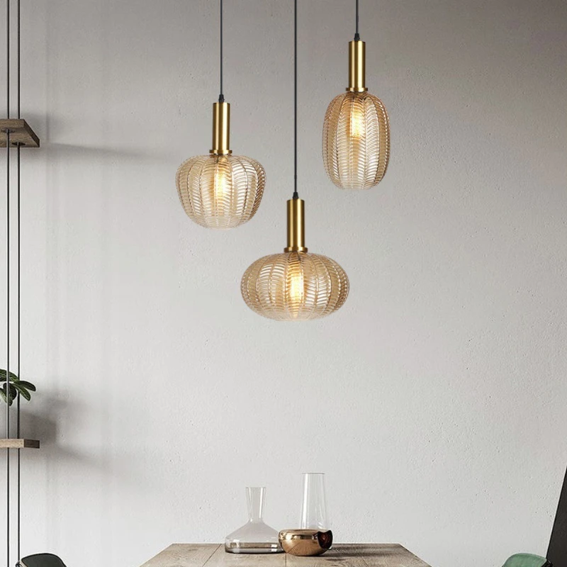 

SANDYHA элегантная скандинавская стеклянная люстра, светодиодные светильники для гостиной, обеденного стола, уникальный гофрированный абажур для дома