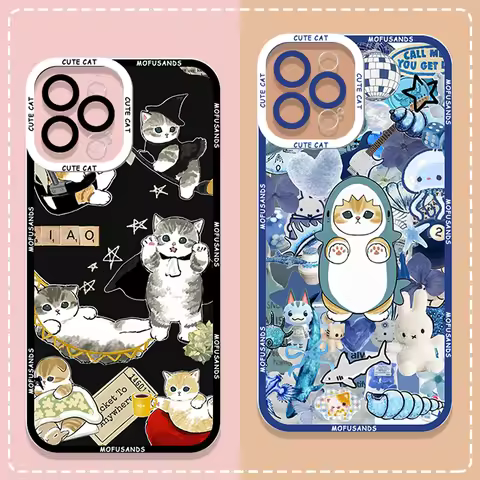 Cartoon M-Mofusand Shark Cat Phone Case for Xiaomi 13T 14T PRO Cases for Redmi Note 14 Pro 13 12 Poco F5 X3 Lite 5G Clear Cover