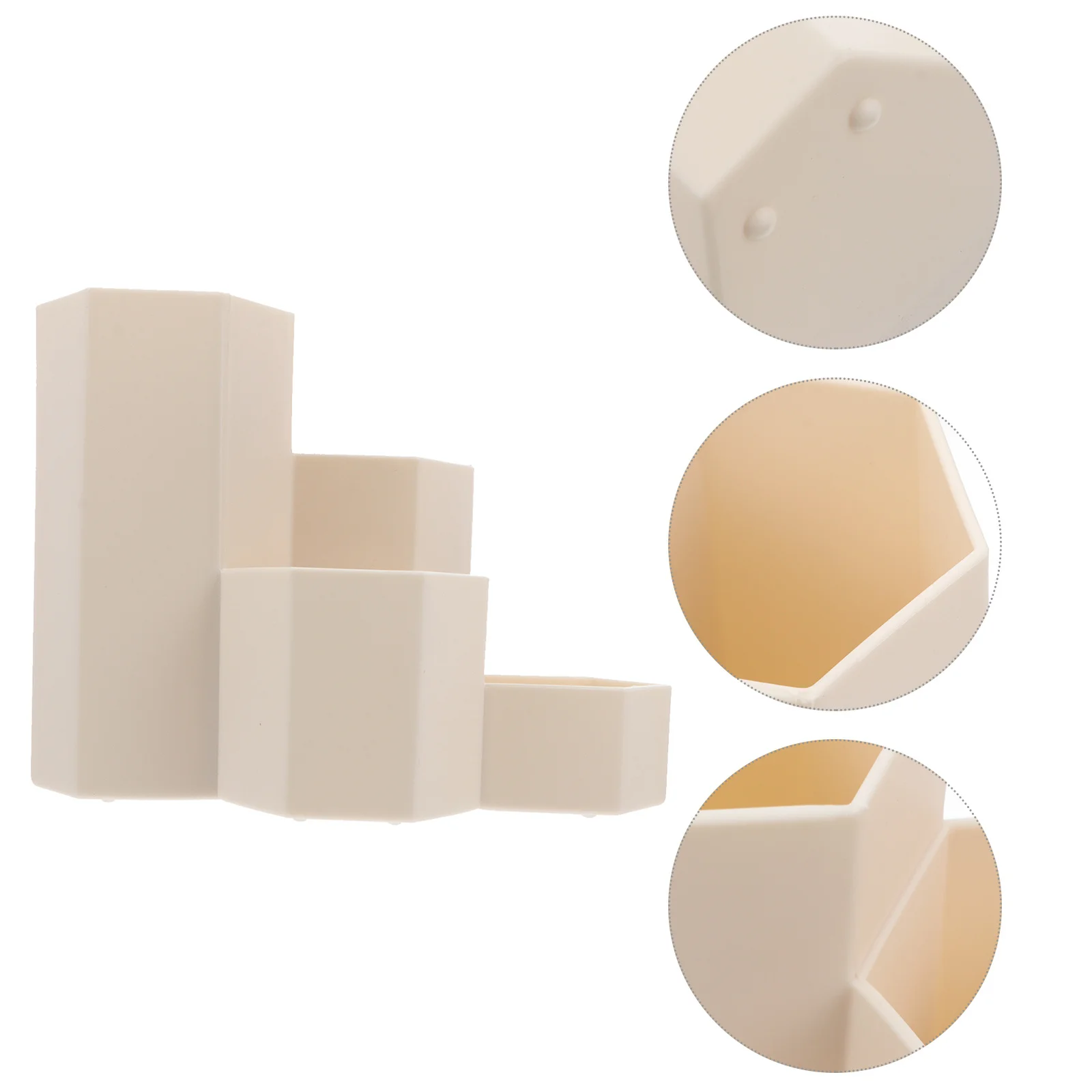 

1Pcs Hexagonal Desktop Organizer Plastic Pen Box Large Capacity Stationery Cosmetics Holder Makeup Brush Case for Bedroom