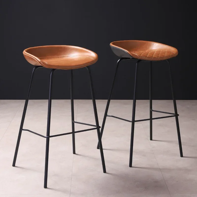 Modern retro industrial style bar chair bar chair metal leather front desk negotiation chair coffee shop high stool LX103008