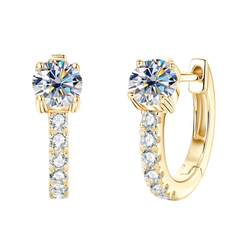 

Fashion Versatile 10K Solid Gold Moissanite Geometric Hoop Earrings Anniversary Third Party Certified Customizable Light Ear