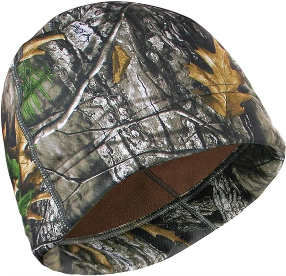 Polar Fleece Big Tree Leaf Camouflage Hunting Hat Outdoor Warm Windproof Mountaineering Hiking Cycling Head Cap