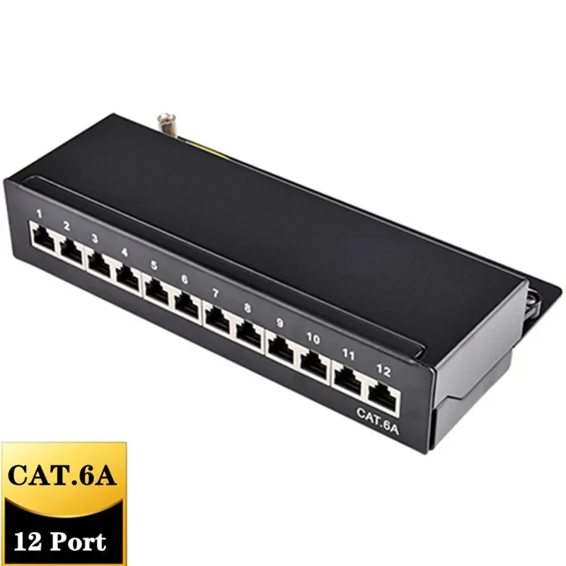 Cat 6 6A Patch Panel RJ45 Connector Adapter Mini Desktop Wall Mounted 8 12 Port Full Shielded  Keystone Jack Weak Current Box