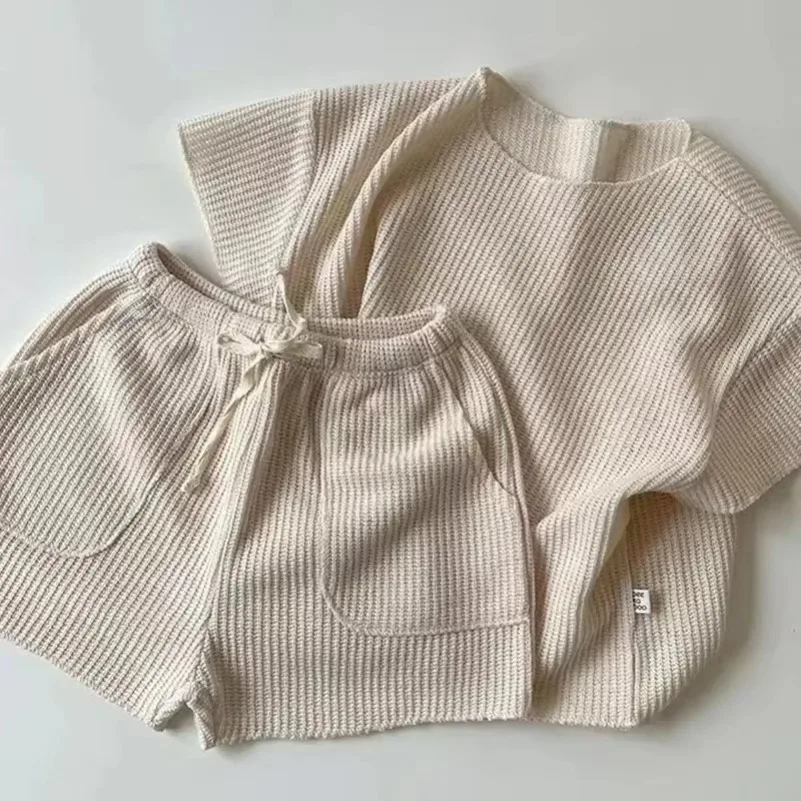 

Baby Girls Boys Short Sleeve Summer Baby Boys Girls Children's Clothes Suit New Pure Color T-shirt + Shorts Clothing Sets Casual