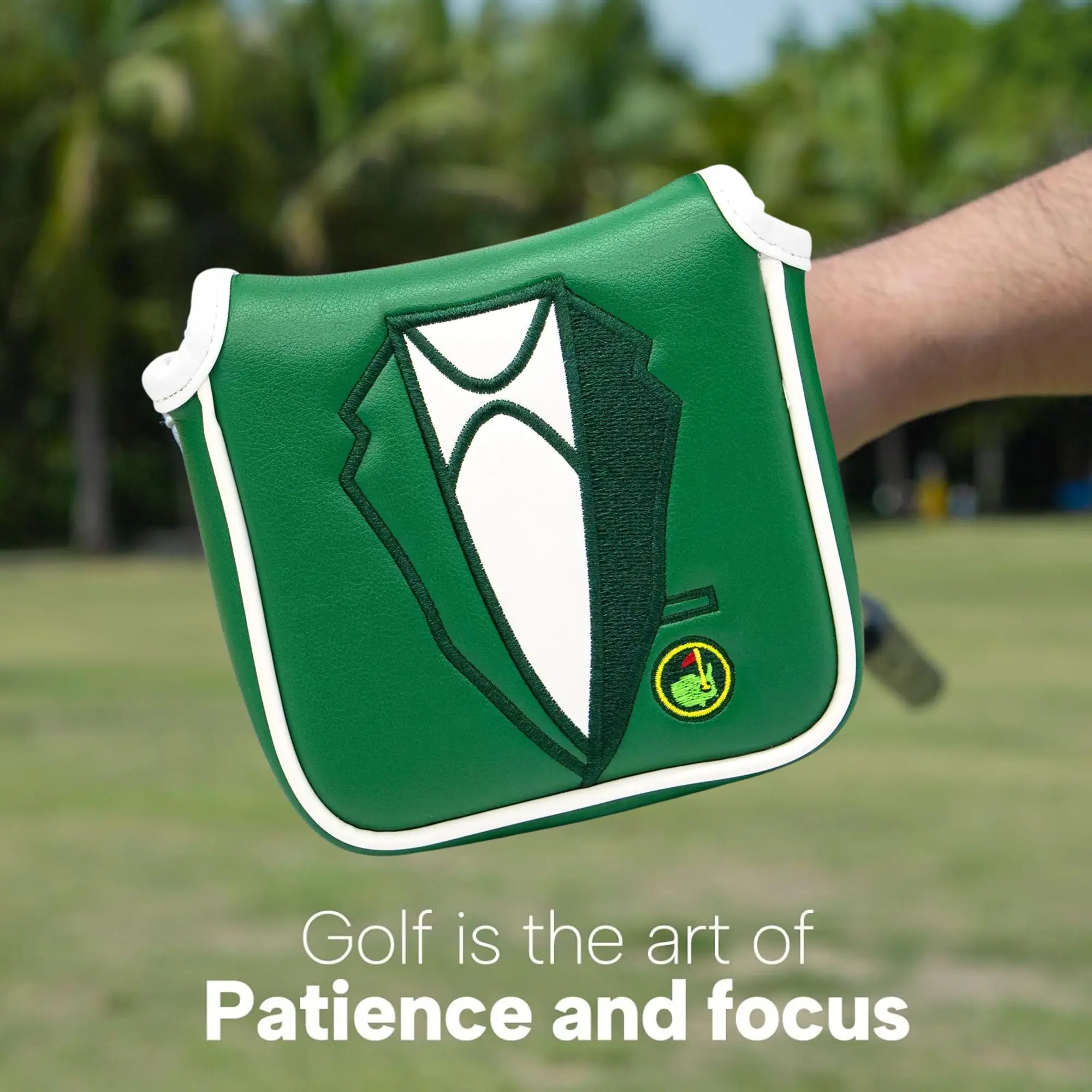 Green Jacket Design Style Golf Half-Round Putter Protective Cover, Fits Most Standard Putters, Lightweight Easy to Store