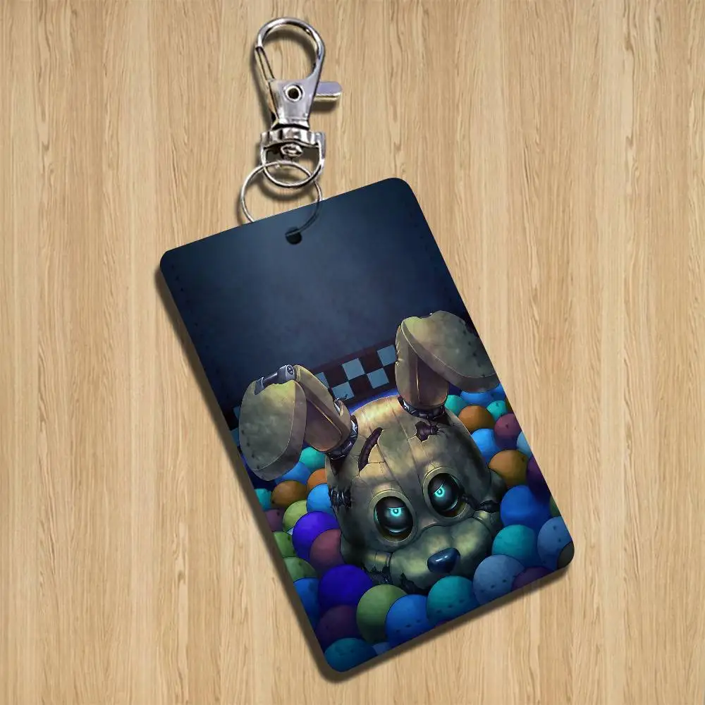 กระเป๋าใส่บัตรหนังพร้อมพวงกุญแจรูปสี่เหลี่ยมผืนผ้าลาย A-FnafS ปี 2026 สำหรับใส่บัตรประจำตัว บัตรเข้าออก พร้อมห่วงคล้องกุญแจ