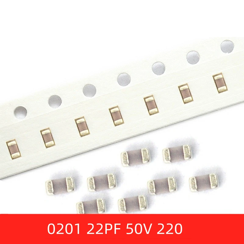 Condensador cerámico con Chip COG NPO, 100 piezas SMD 0201 22PF 50V ± 5% 220J