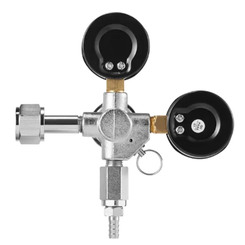 Double Gauge Regulator, CO2 Regulator Gauge with 0-60PSI, Heavy Duty CO2 Gauge Gas System, Draft Beer Regulator with Check Valv