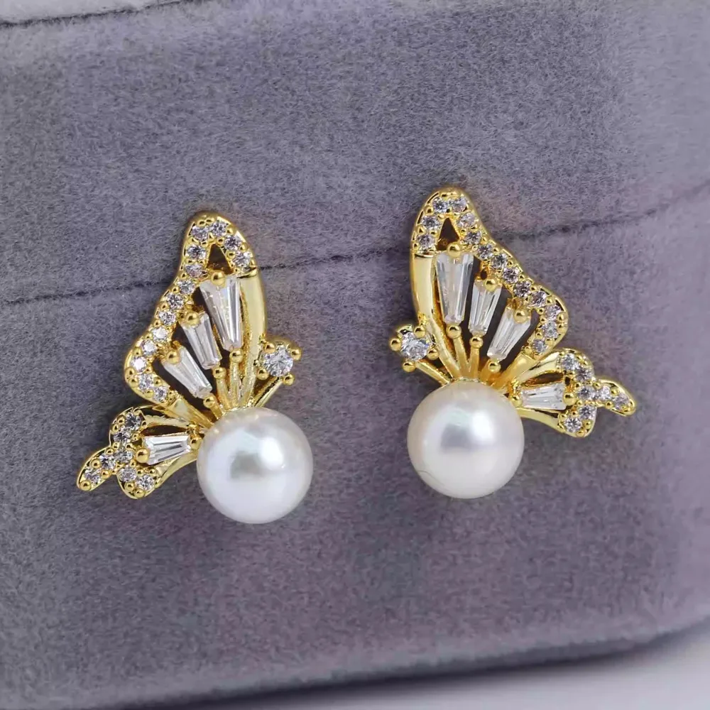 

6PCS S925 Sterling Silver Needle 18K Gold Wrapped Plated Brass Earring Settings Diy Jewelry Pearl Earrings Accessories