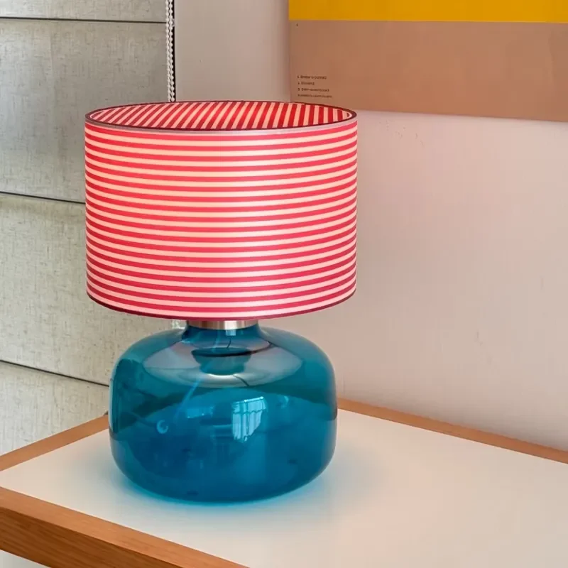 Bauhaus Stained Glass Table Lamp Fabric Lampshade Medieval Bedroom Bedside Lights Designer Room Decoration Atmosphere Lamp