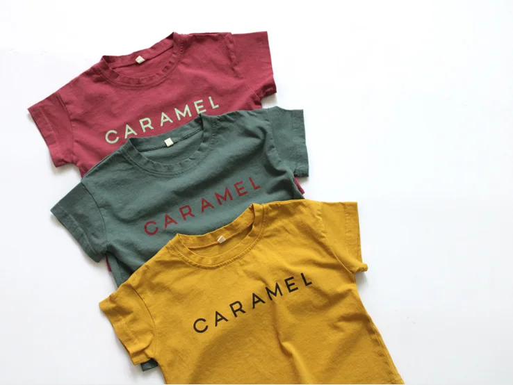 Korean Style 2026 Summer New Letter Printed Toddlers Children T-shirts Casual Basic Tees Unisex Kids Short-sleeved Tops