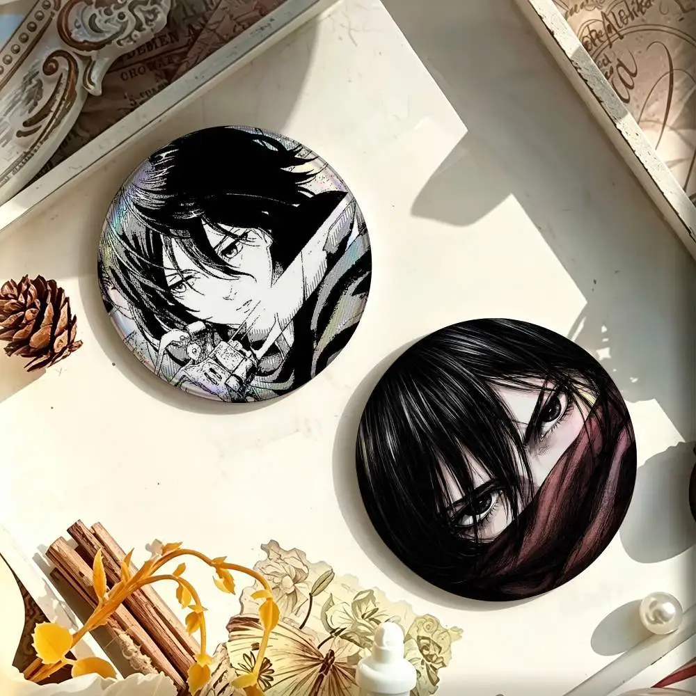 Attack on Titan Mikasa Ackerman Enamel Pin Tinplate Round Brooch Cosplay Nijigen Otaku Culture Badge 25mm 32mm 44mm 58mm