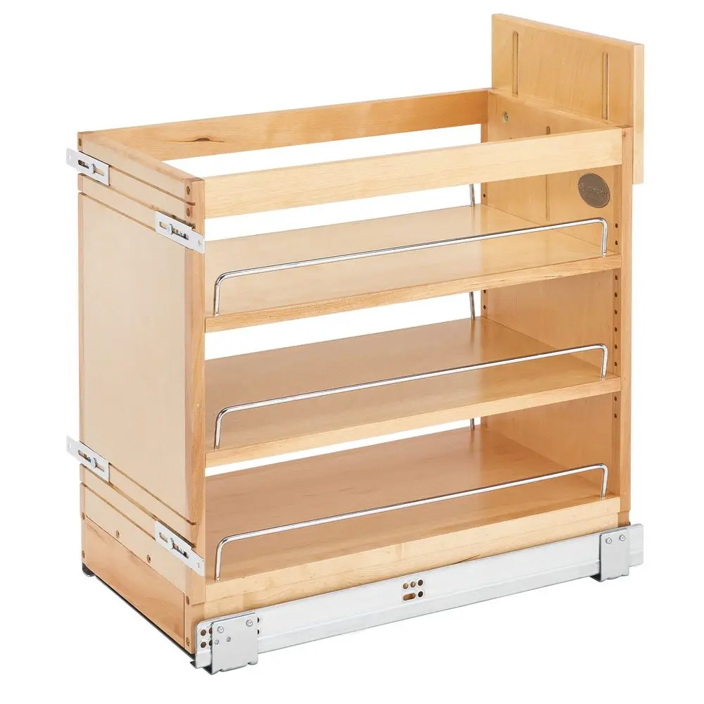 

11 Pullout Storage Organizer for Base Kitchen Bathroom Cabinets, Spice Rack Pantry Shelves with SoftClose Slides, Wood, 448BDDS