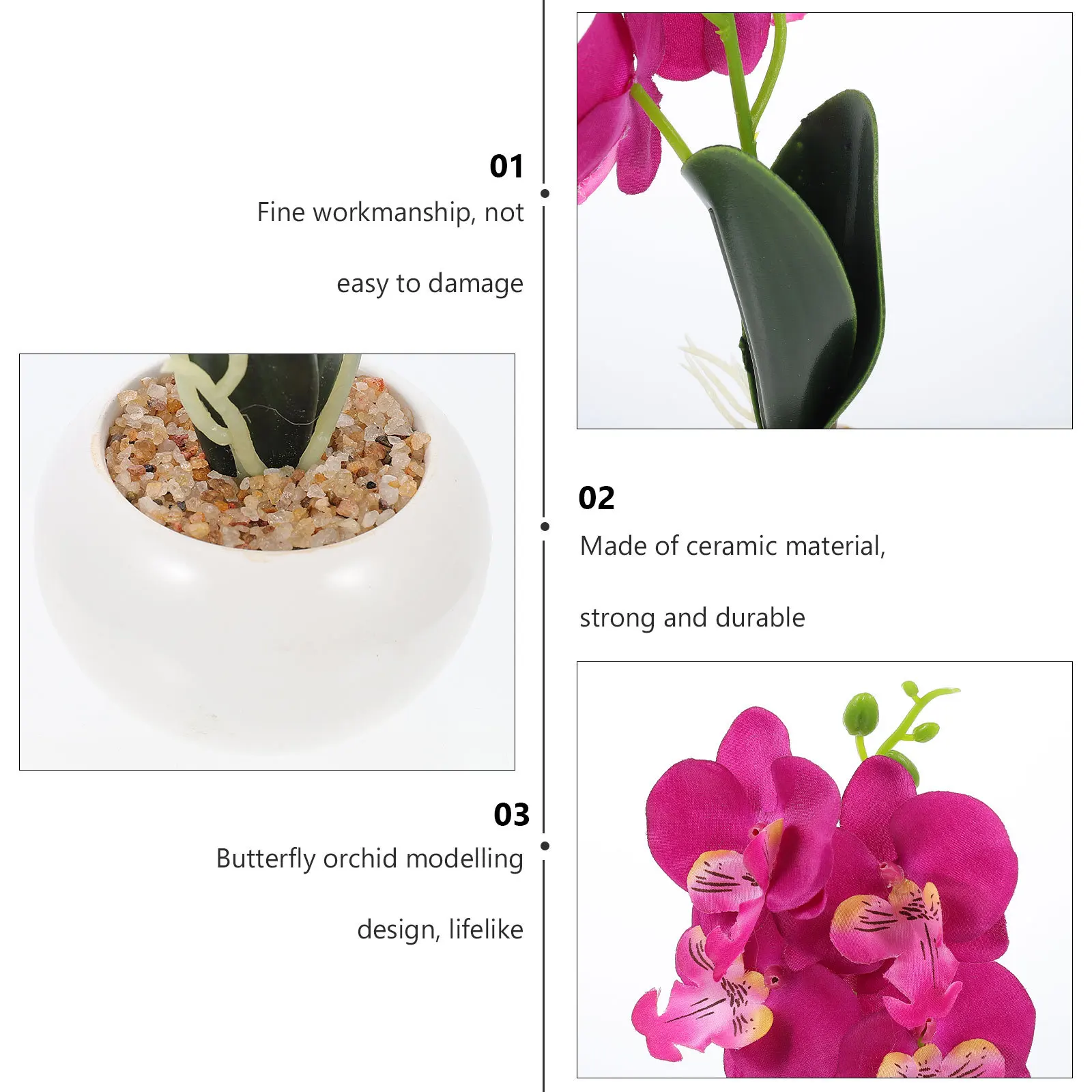 

2Pcs Artificial Phalaenopsis Bonsai Simulation Plant Flower Adornments for Home Office Living Room Desk Decoration