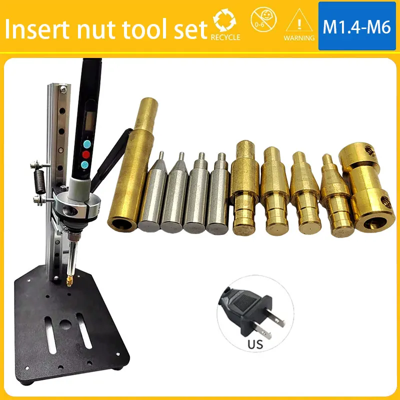 M1.4 M1.6 M2 M3 M4 M5 M6 Press Heat Set Insert Tool Soldering Iron Tip of 3D Printing Parts Thread Insert Tool Embedded Nut Kit