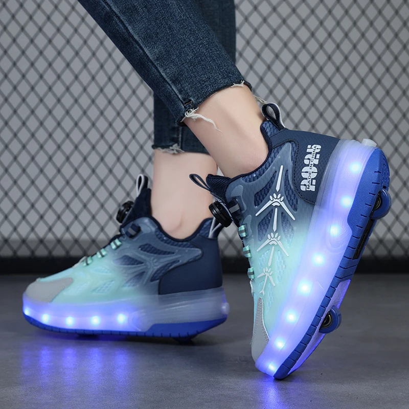 

Girls' 2-Wheel Roller Sneakers: Invisible Light-Up Roller Skates, Kids' Sports Shoes with Hidden Wheels
