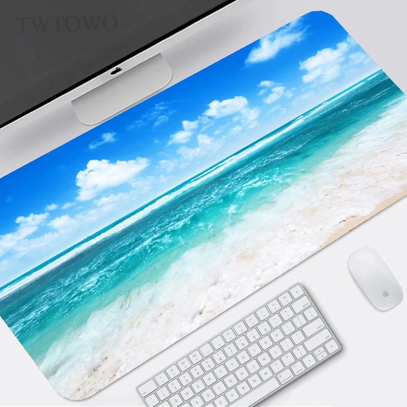 Podkładka pod mysz Blue Sky Beach Gaming XL Nowa, duża, personalizowana podkładka HD XXL Mata pod mysz biurowa z naturalnej gumy, miękka, antypoślizgowa, do laptopa — zdjęcie produktu 4