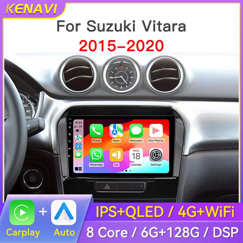 2 Din Android Car Stereo Radio For Suzuki Vitara 2015 - 2020 Centre Multimedia Player Navigation GPS RDS DSP Carplay Auto No DVD