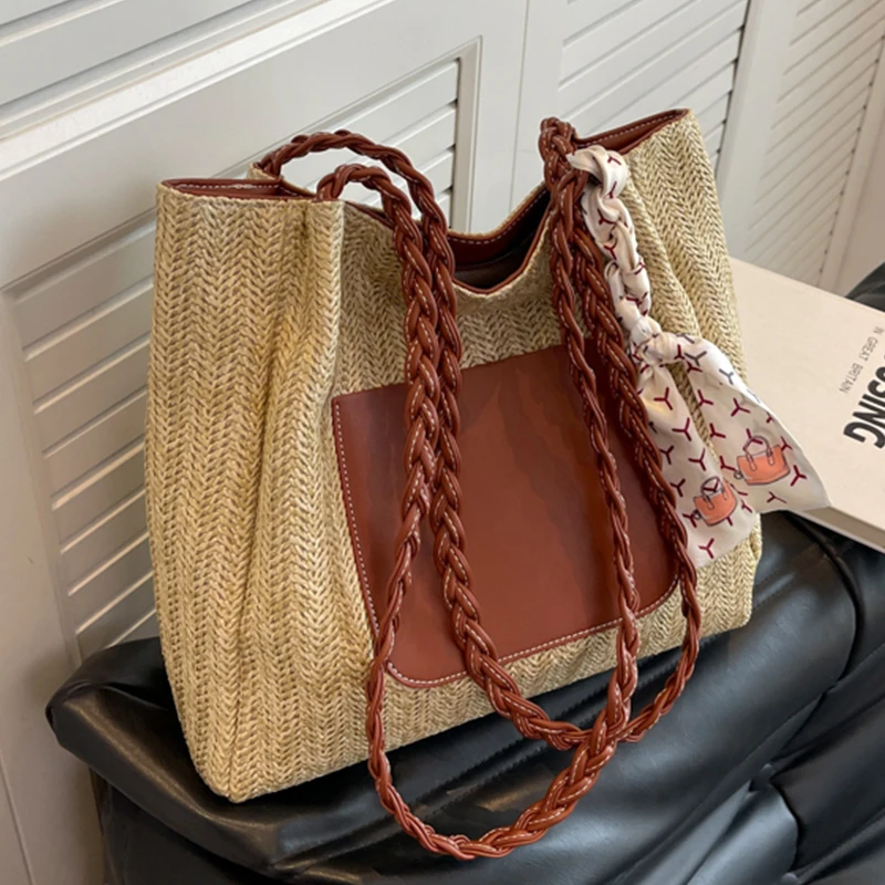 

Large Capacity Straw Tote Bag Women's 2023 New Woven Shoulder Fashion Straw Woven Leisure Tote Bag