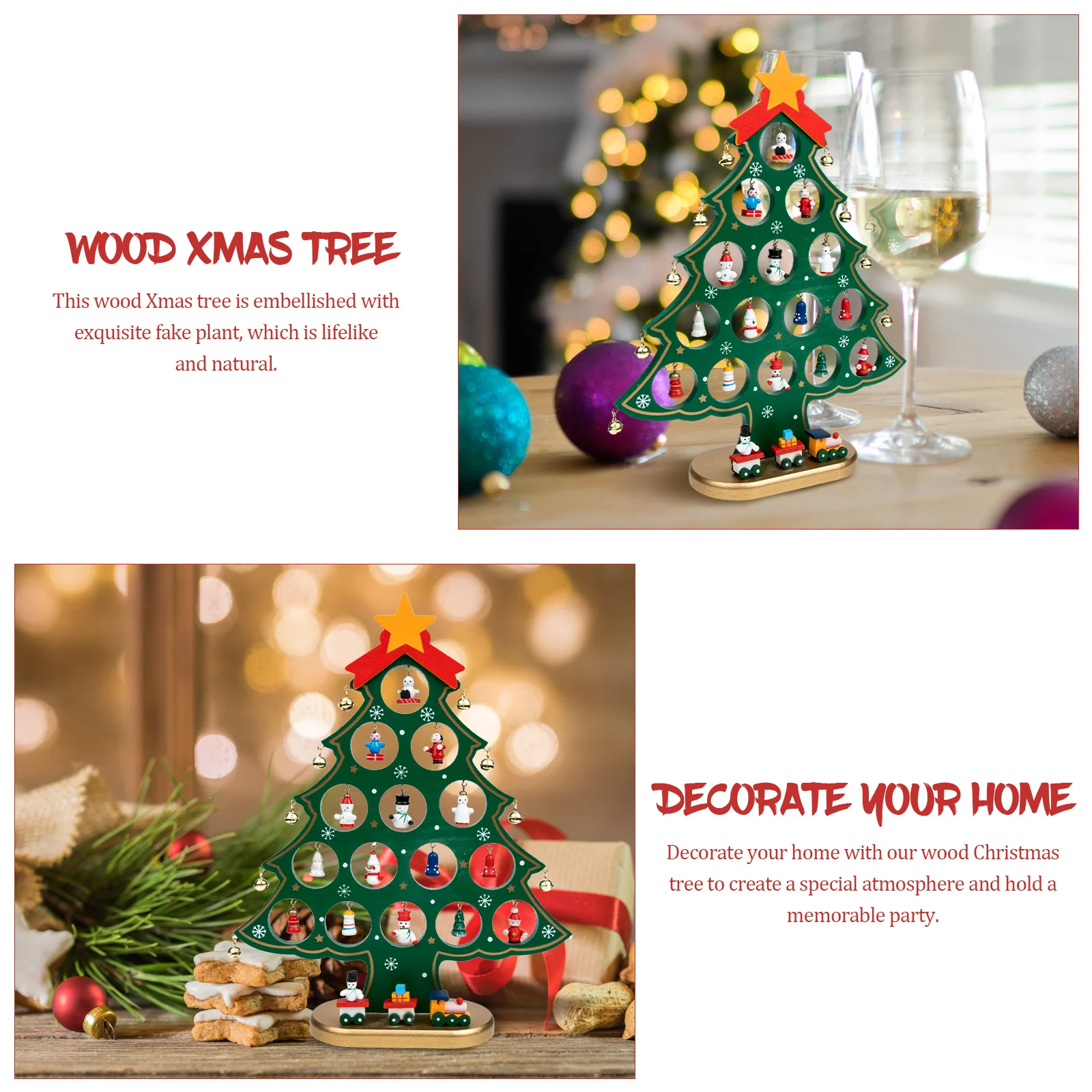

Mini Christmas Tree Desktop Ornament Xmas Wood Crafts Wooden 2 Foot Decorations