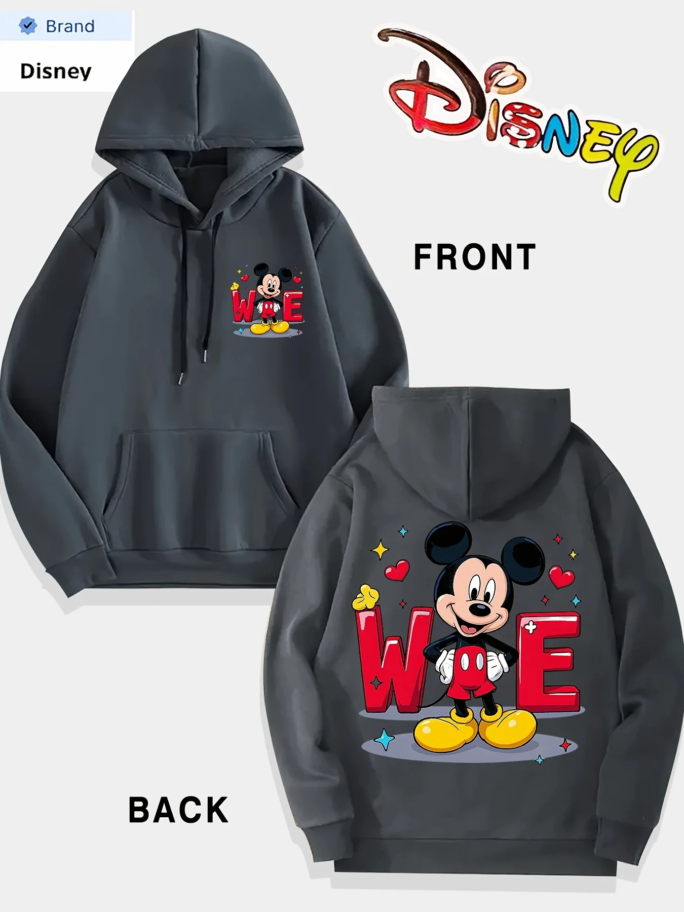 هوديي ديزني ميكي ماوس WE شخصية كرتونية للمراهقين برقبة دائرية، ملابس رياضية عصرية للشارع