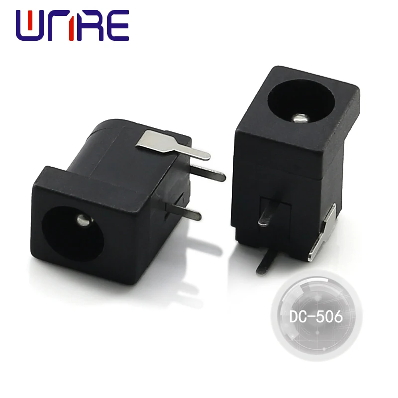 DC-506 Circular Hole High Temperature Resistance 3P DC Power Socket Interface Equipment Product Black Connector Charging Port