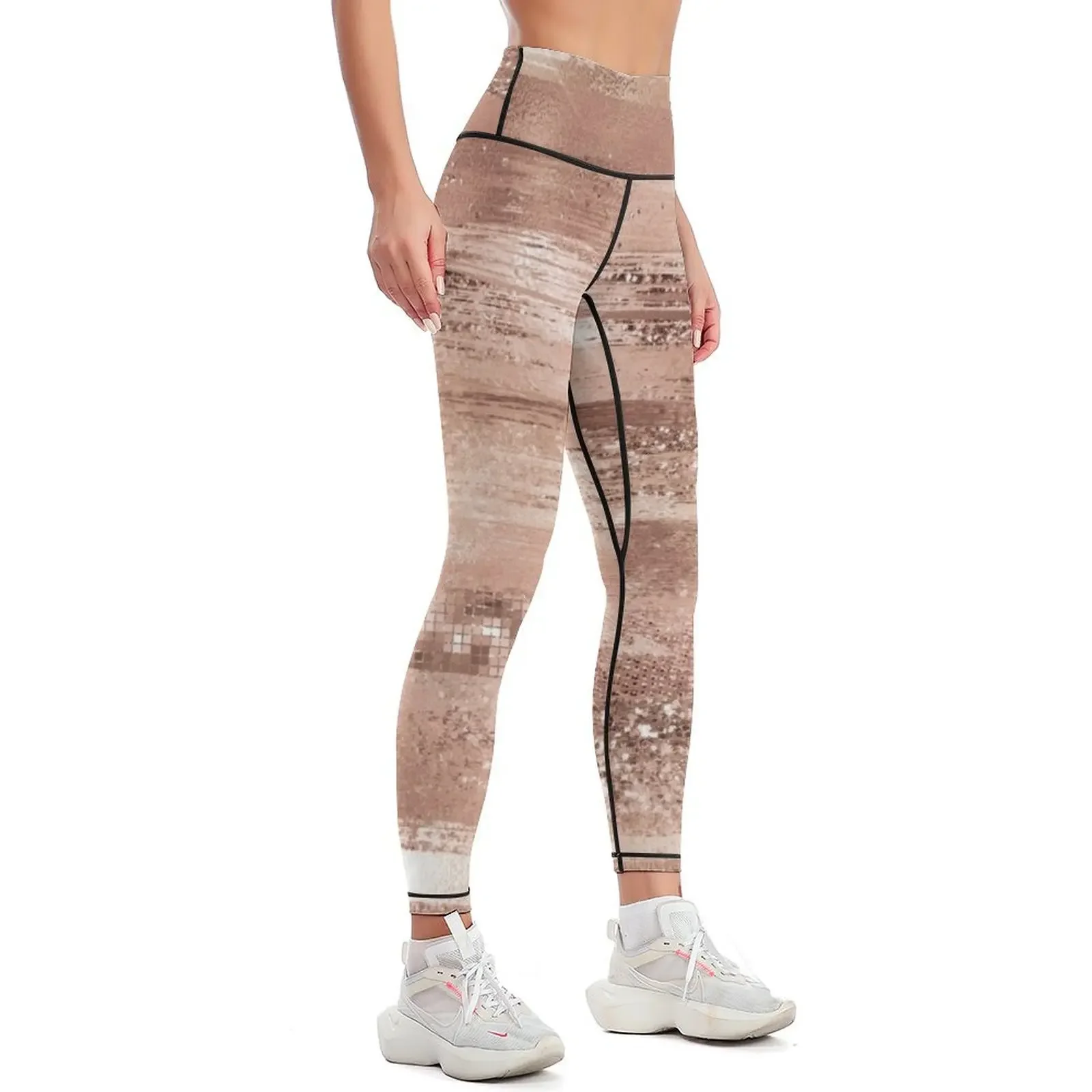 Sparkling Rose Gold Glitter Pattern Leggings Fitness clothing sport pants high waist Tight fitting woman Womens Leggings