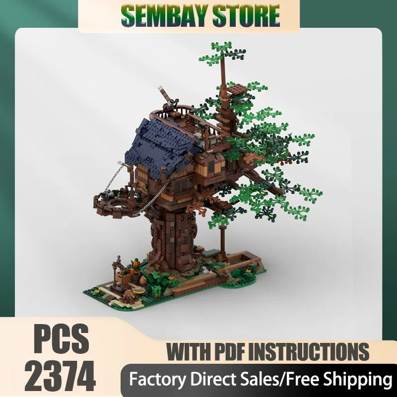 모듈형 도시 건축 모델 MOC 빌딩 블록 모듈형 뉴 라이프 트리 하우스 기술 블록 크리스마스 DIY 장난감 건설 선물