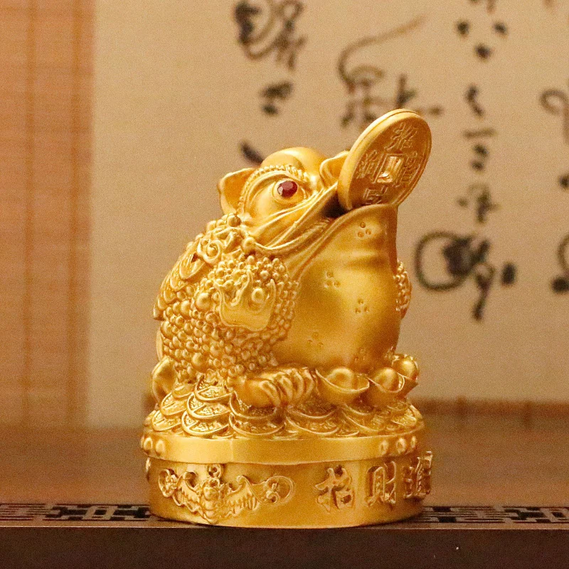 

Shajin New Three-Legged Golden - Ornament Wealth-Attracting Treasure Toad Opening Housewarming Gift Desktop