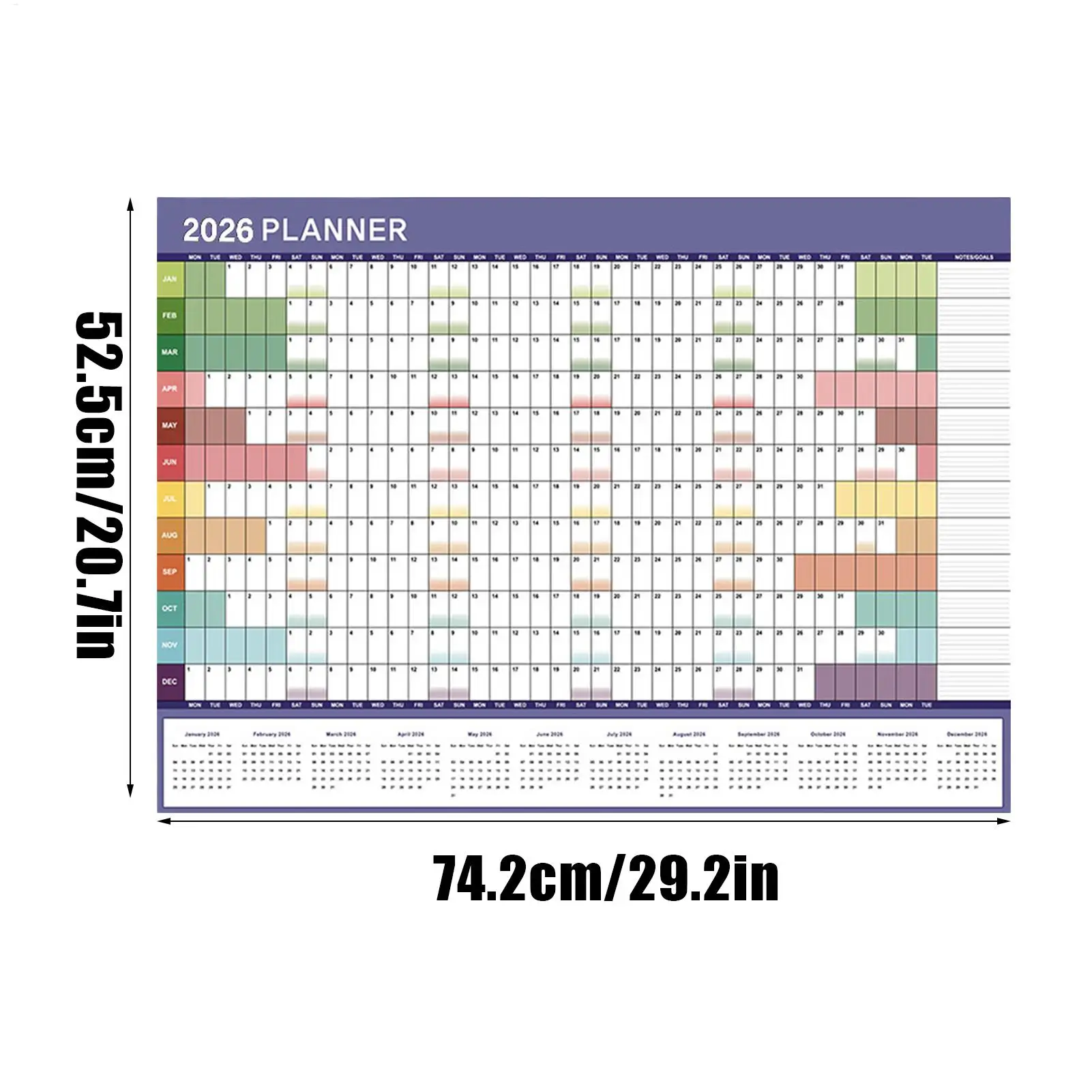 2026 السنة الجديدة تقويم الحائط مخطط شهري جدار التقويم قابلة لإعادة الاستخدام الجدول الزمني المنظم للعمل دراسة الأسرة الاطفال مكتب النوم