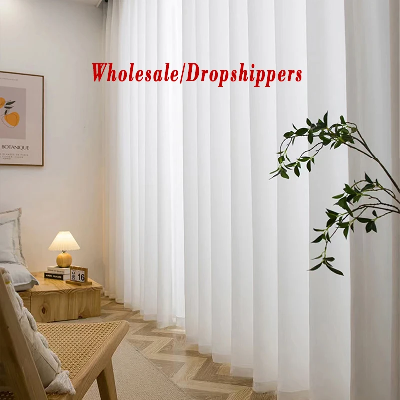 

Asazal White Tulle High Quality Thick Yarn Luxury Chiffon Window Curtains For Bedroom Villa Opaque Drapes Living Room Decoration