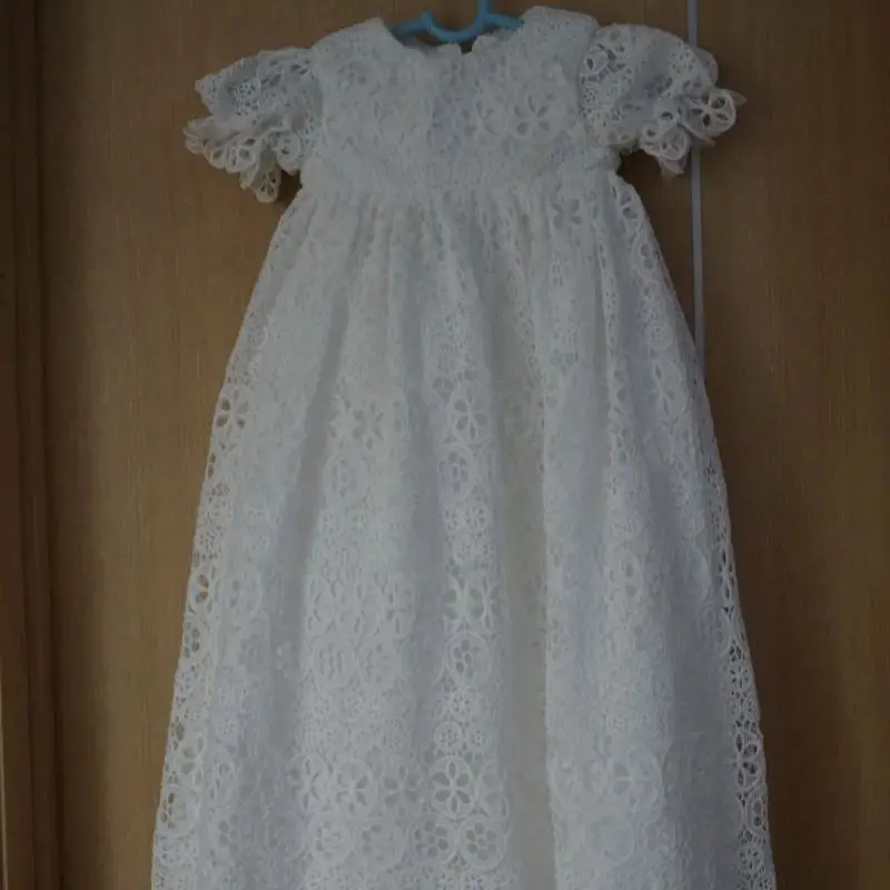 White Hollow Out Lace Flower Girl Dresses Long Wedding Party Birthday Dresses Princess Empire Formal Pageant Prom Gown for Girls