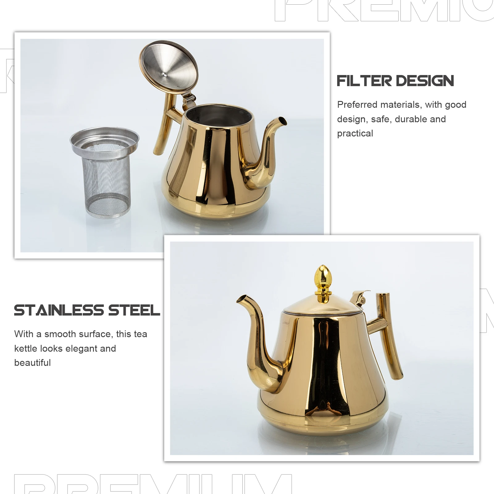 

Stainless Steel Cold Water Kettle Large Capacity Tea Pot Heat-Resistant Anti-Scald Kitchen Supply With Strainer Household