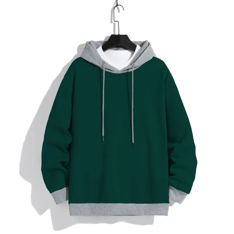 2023 New Spring and Autumn Fashion Trend Colored Hooded Panel Long Sleeve Loose Relaxed Men's Sports Age Reducing Sweater