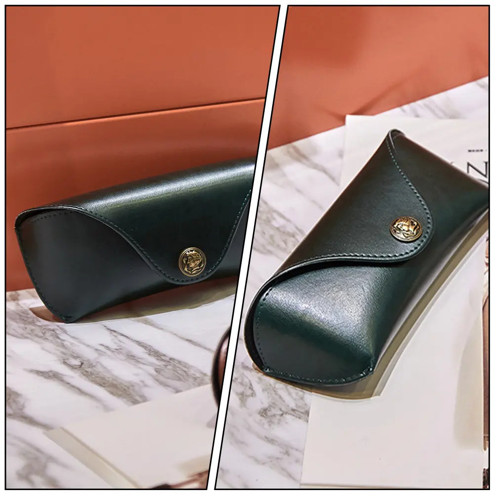 PU Packet Simple Design Handmade for Glasses Storage Retro Style Durable Lightweight Scratch Resistant Eyewear Case